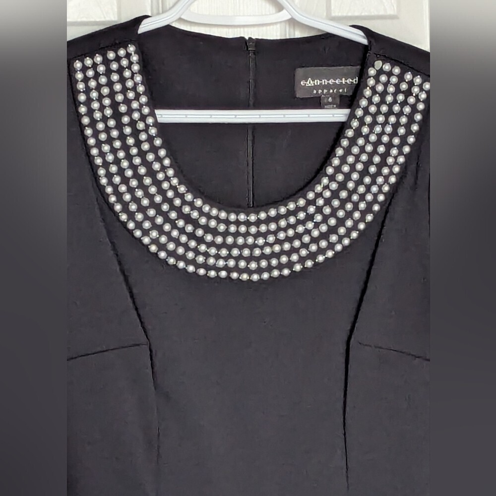 Women's (Size 6) Black Cocktail Dress with Beaded Neckline - Picture 2 of 11